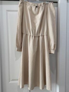 Laura Bettini Cream Long Sleeve Midi Dress (like new!) | M